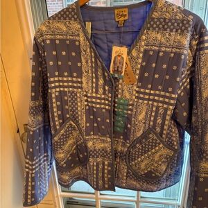 Como vintage jacket XL in bright blue and white pattern